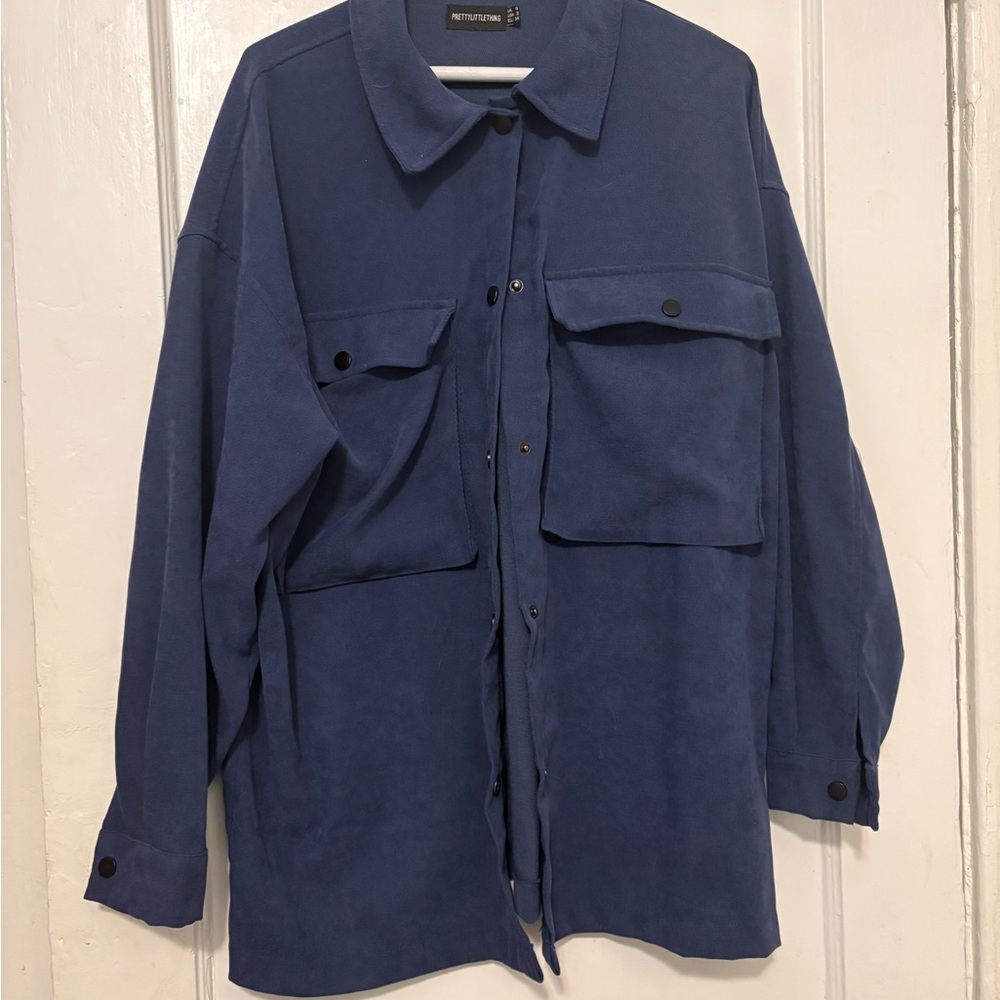 PrettyLittleThing Navy Shirt Jacket